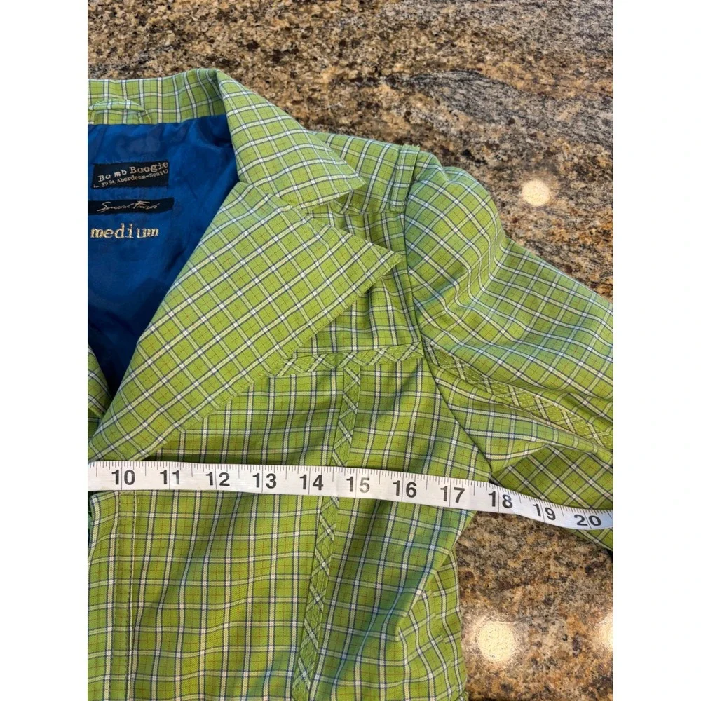 NWT Bomb Boogie Authentic Plaid Blazer Jacket M194143 Green White Women's Medium